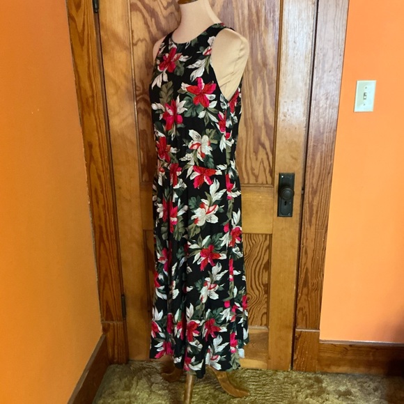 Vintage 90s Bright Tropical Flowers Summer Dress - Picture 6 of 9